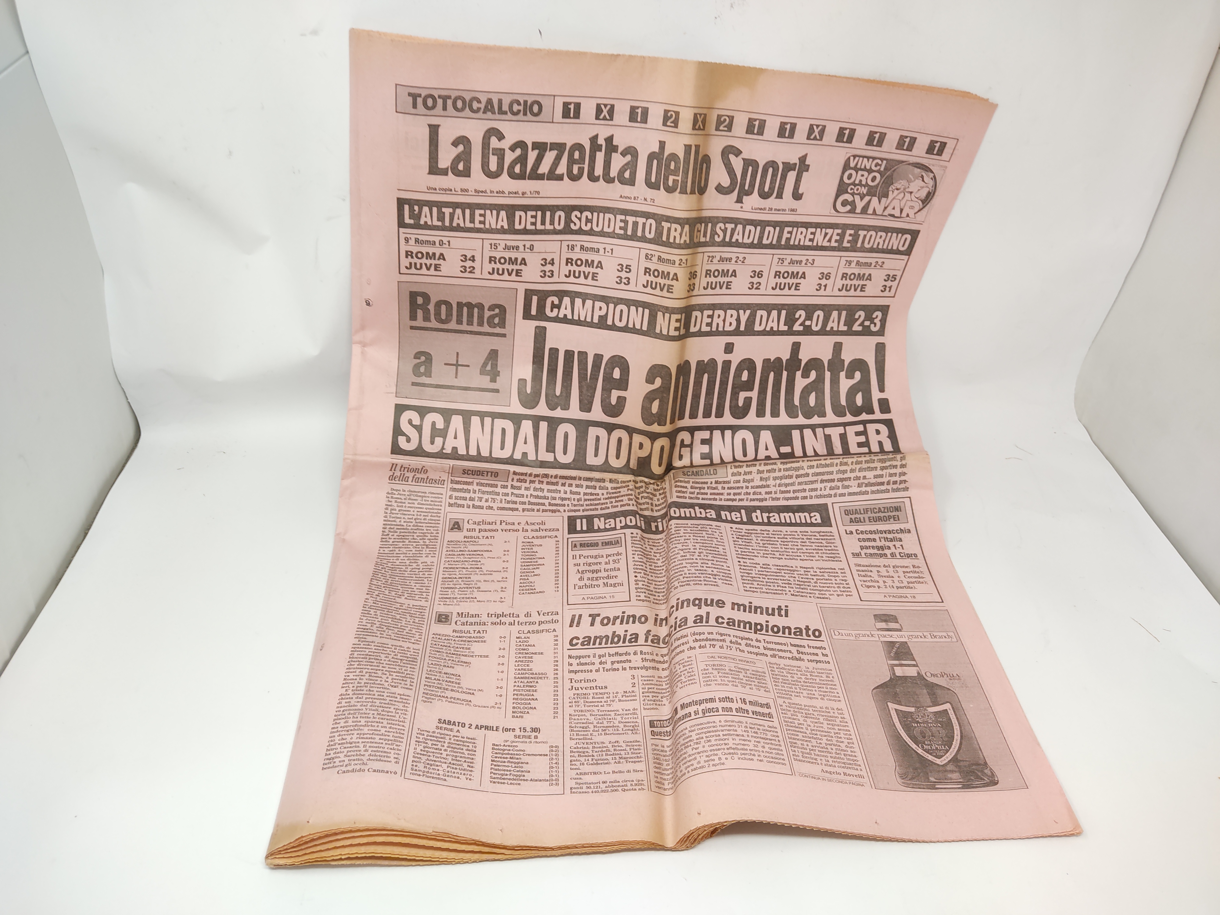 La Gazzetta Dello Sport 26/9/1983 3^ Serie a Roma-milan 3-1 Juventus
